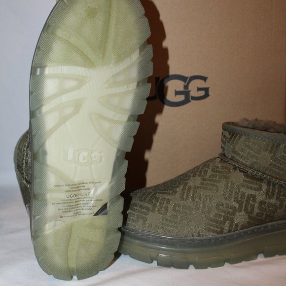 NIB UGG ULTRA MINI LOGO GREEN WOMEN'S ANKLE BOOTIE BOOTS‎ - Picture 8 of 8